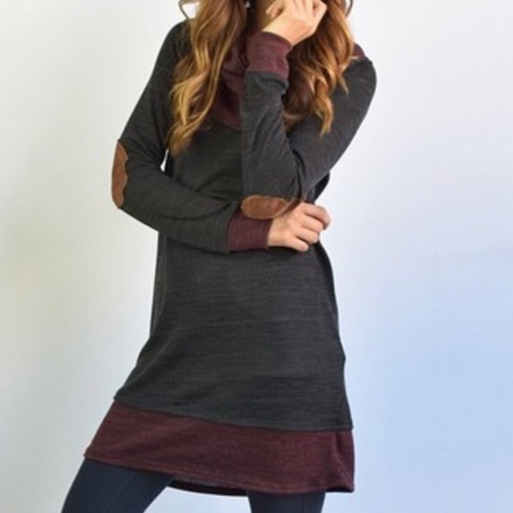 eloges Tops - Egs by Eloges charcoal elbow patch cowl neck XL